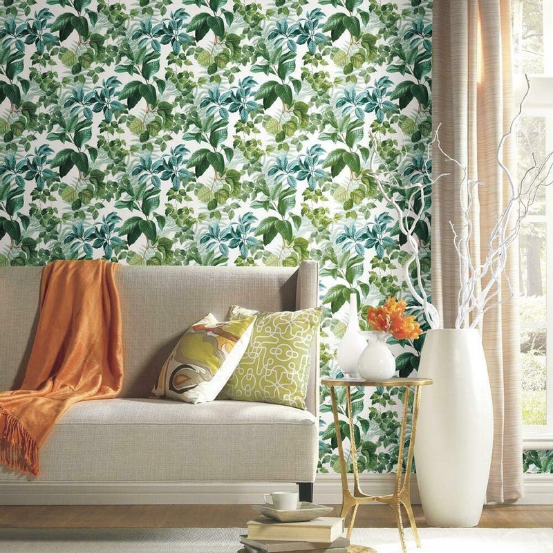 RoomMates RMK11232WP Green Rainforest Leaves Peel and Stick Wallpaper - Image 3